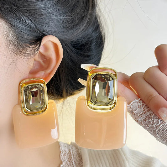 Retro Smooth Geometric Block Earrings
