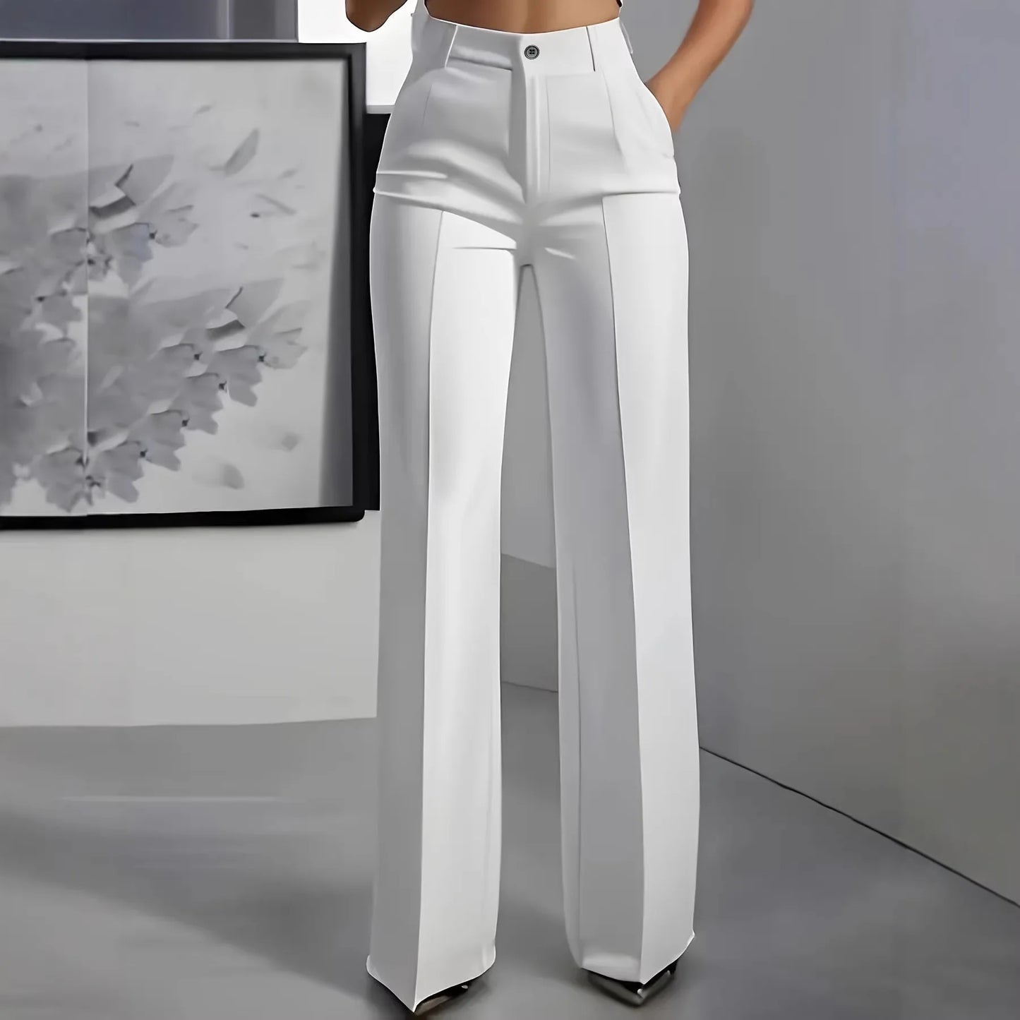 High Waist Pleated Straight Leg Pants For Women