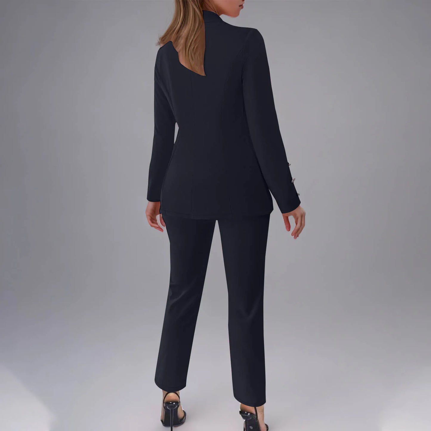 Double Breasted Slim Fit Lapel Suit Jacket & Trousers 2 Piece Set