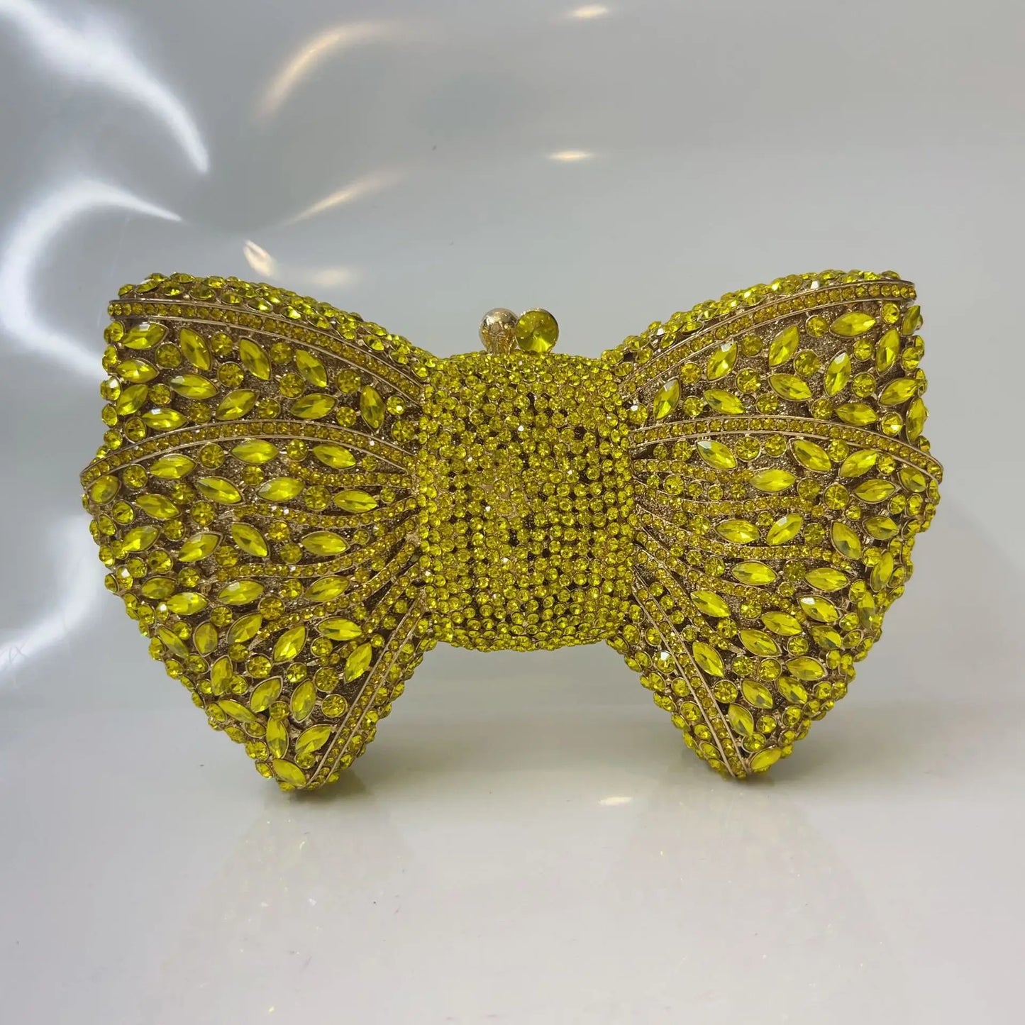 Women's Luxurious Jewel Embellished Bow Clutch Purse