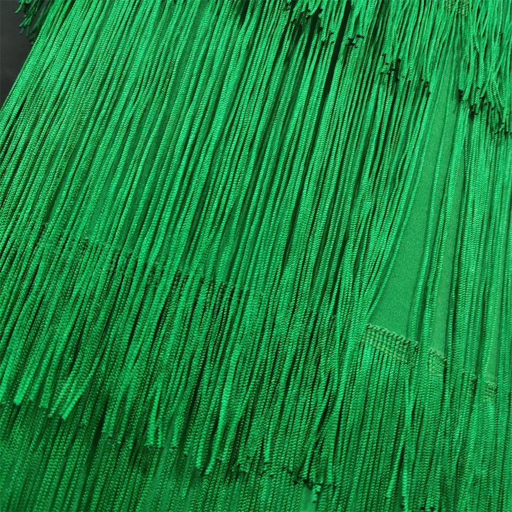 Women's Fringe Bodycon Tassel High Waist Stretch Midi Pencil Skirt