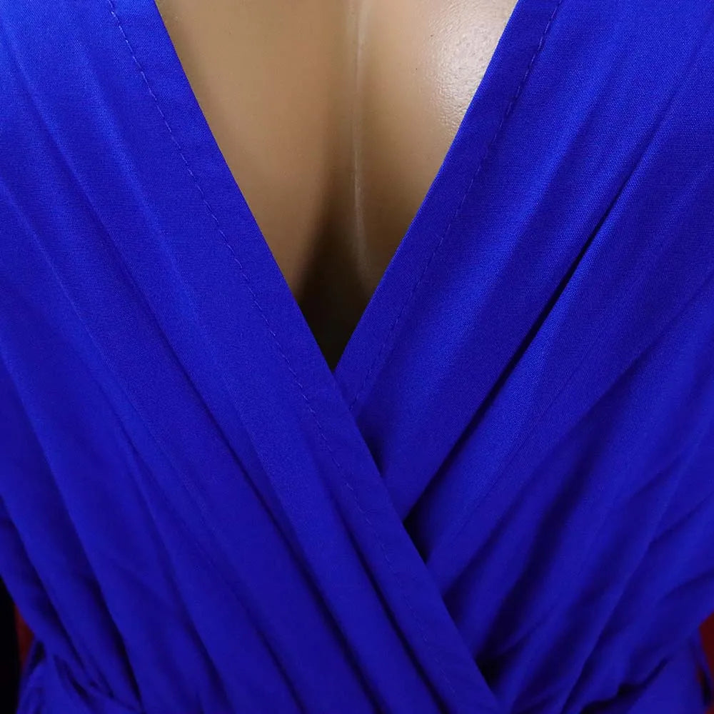 Elegant Pleated Full Sleeve V Neck High Waisted Jumpsuit