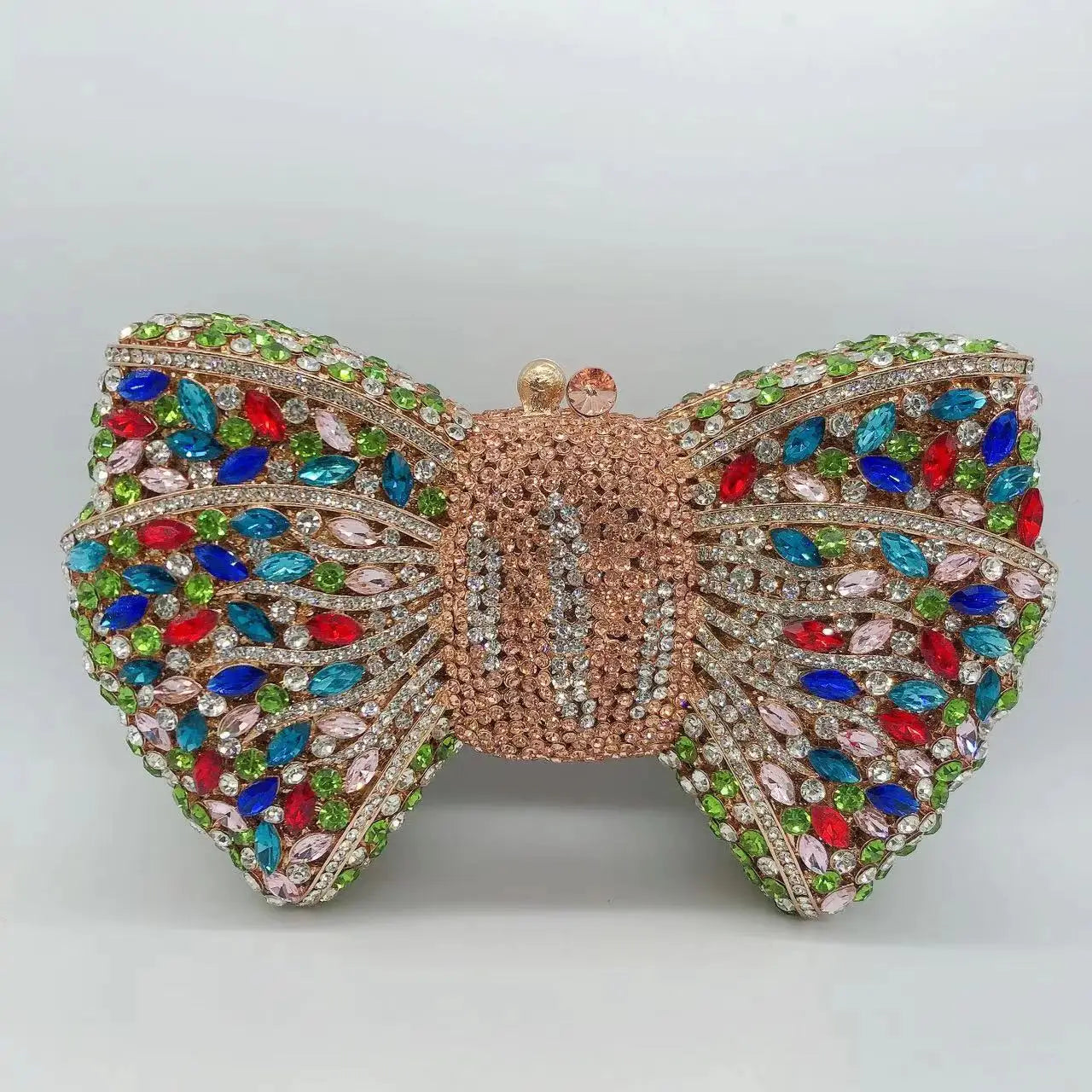 Women's Luxurious Jewel Embellished Bow Clutch Purse