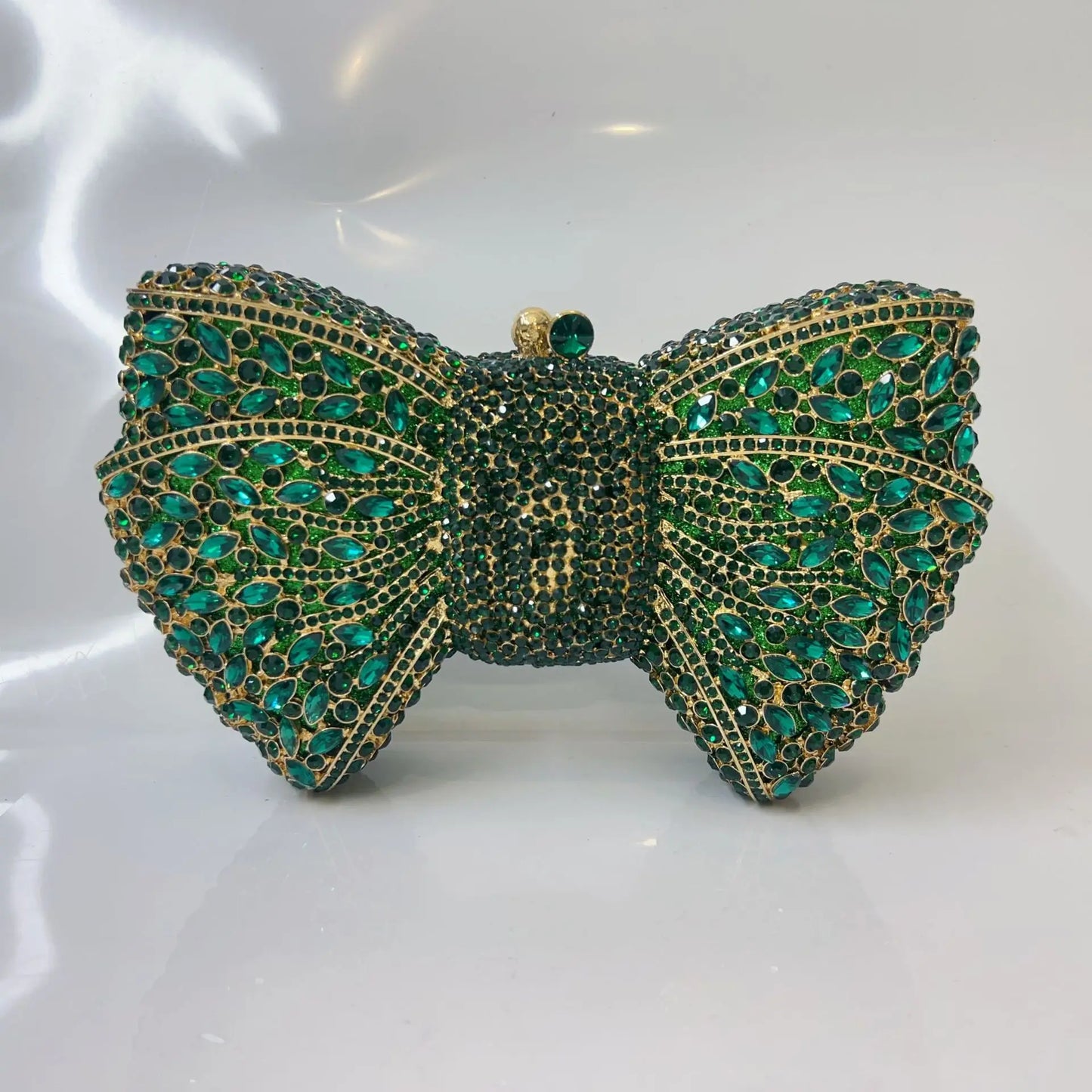 Women's Luxurious Jewel Embellished Bow Clutch Purse