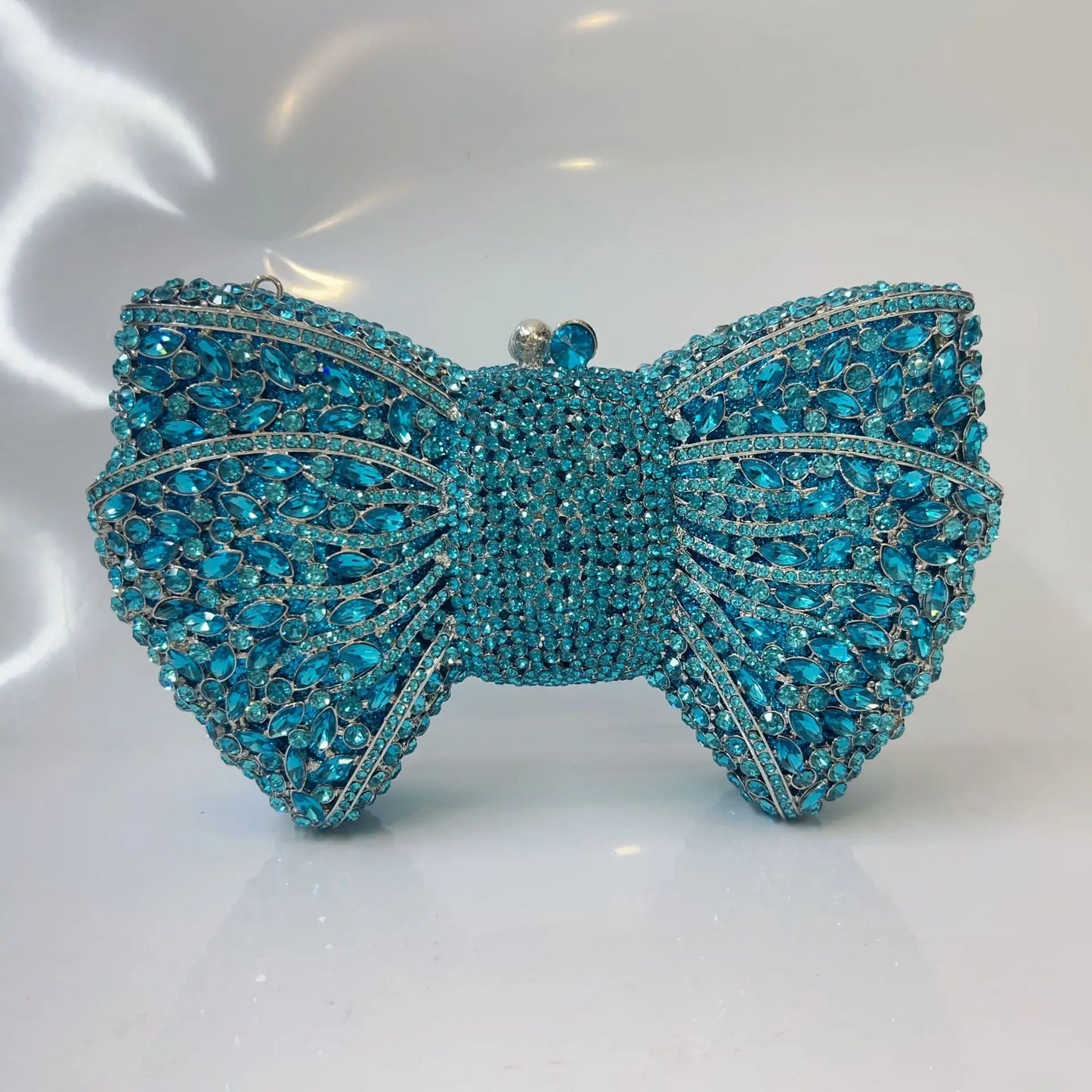 Women's Luxurious Jewel Embellished Bow Clutch Purse