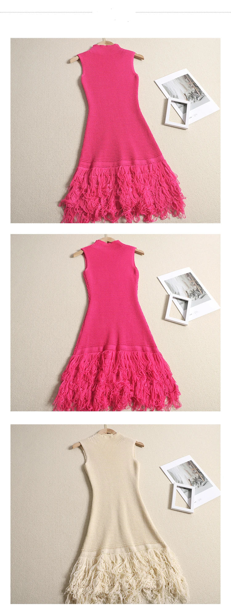 Sleeveless Designer Mini Tassel Knitted Dress