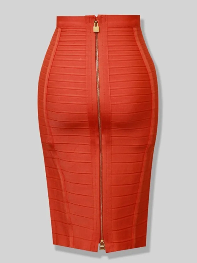 Sexy Solid Zipper Elastic BodyCon Pencil Skirts
