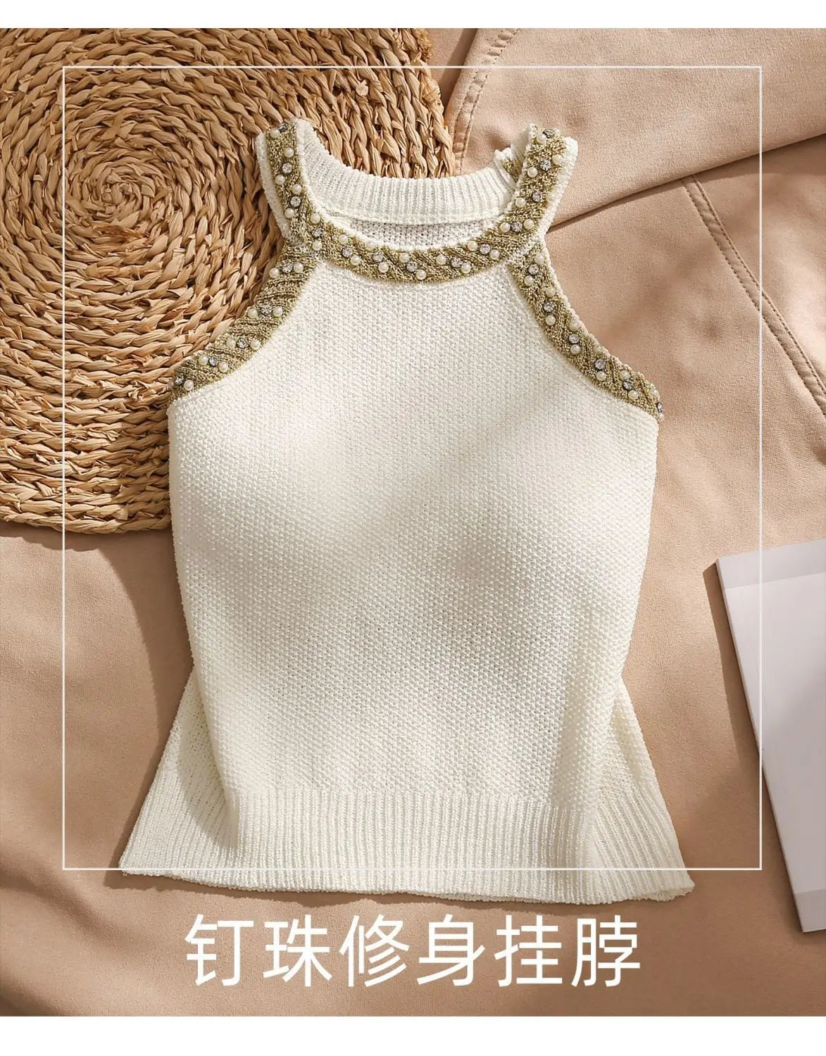 Designer Embroidered Solid Color Sleeveless Blouse