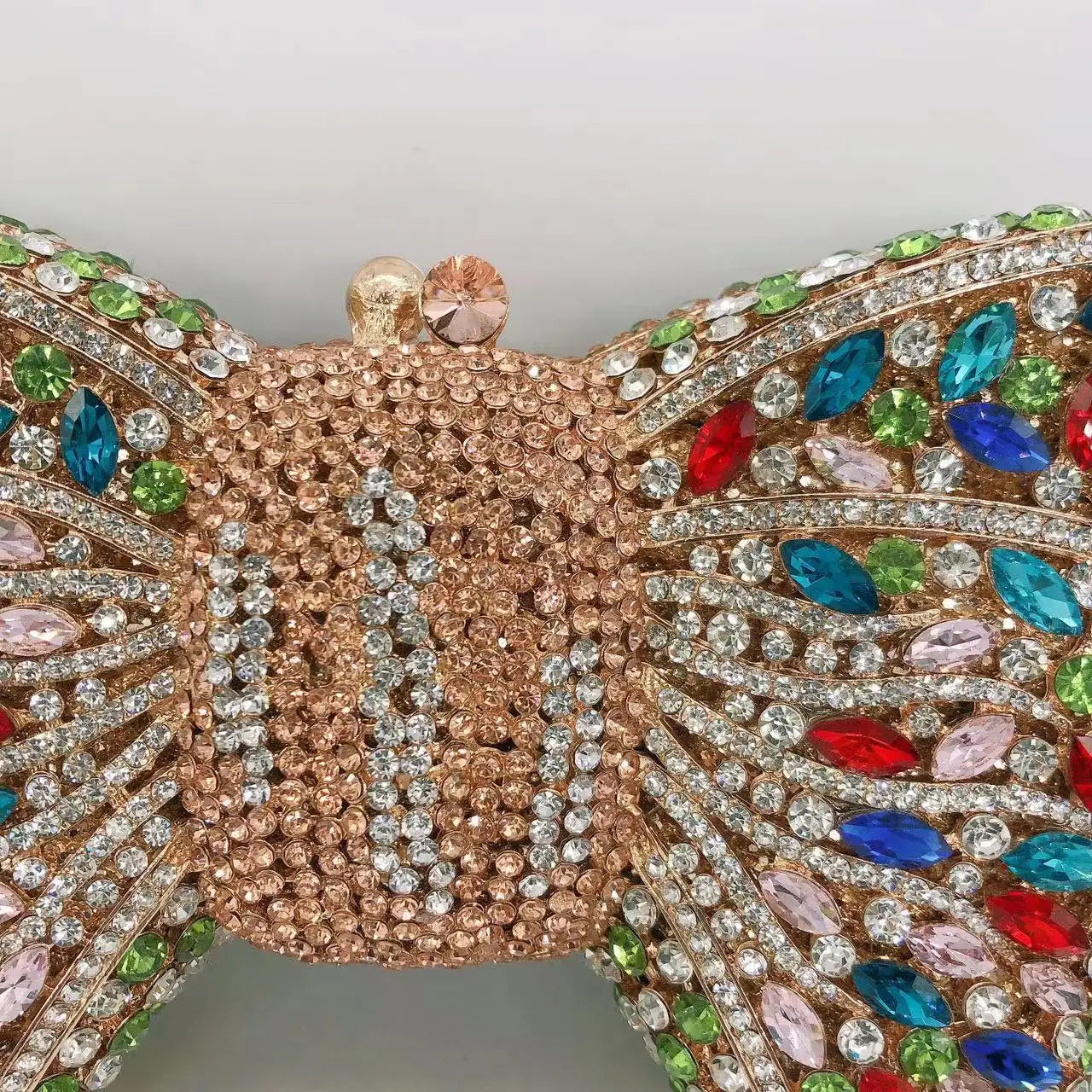 Women's Luxurious Jewel Embellished Bow Clutch Purse