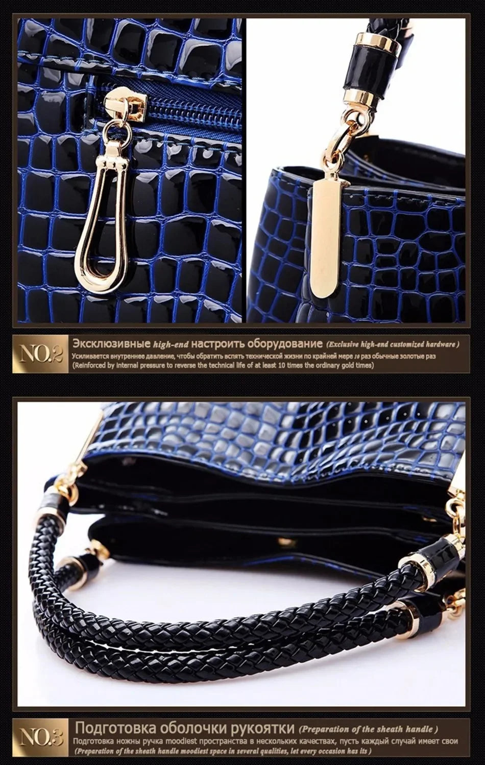 Luxury Bolsa Crocodile Designer Leather Handbags