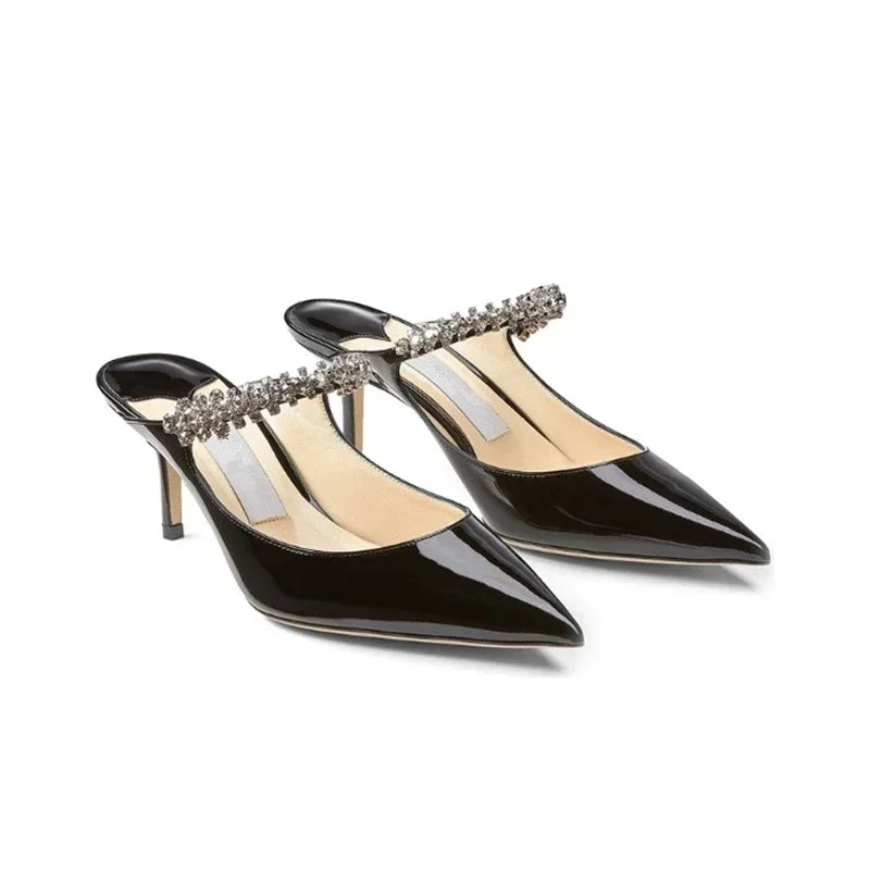 Sophisticated Rhinestone Pointed Toe Slip-in Heels