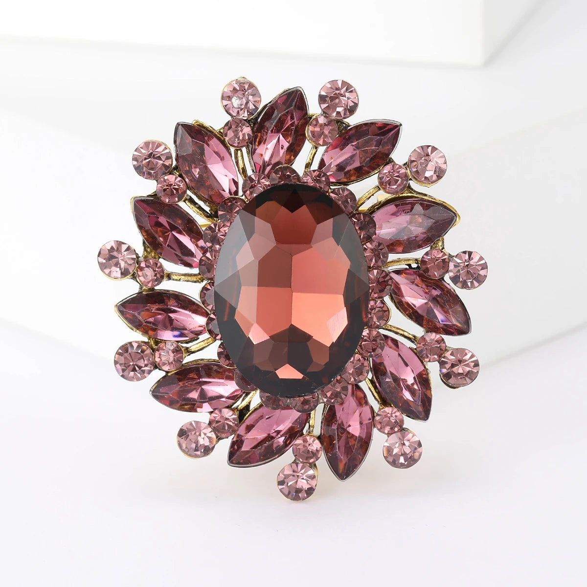 Colorful Rhinestone Flower Brooch for Women