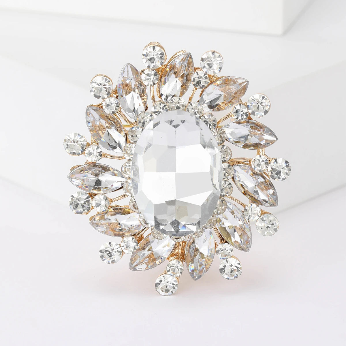 Colorful Rhinestone Flower Brooch for Women