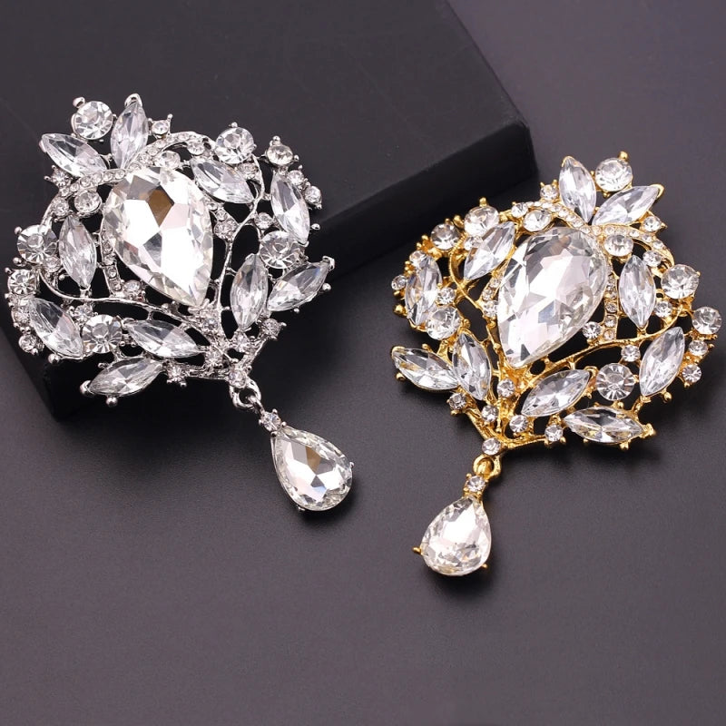 Luxury Rhinestone Designer Crystal Brooch Pin For Women