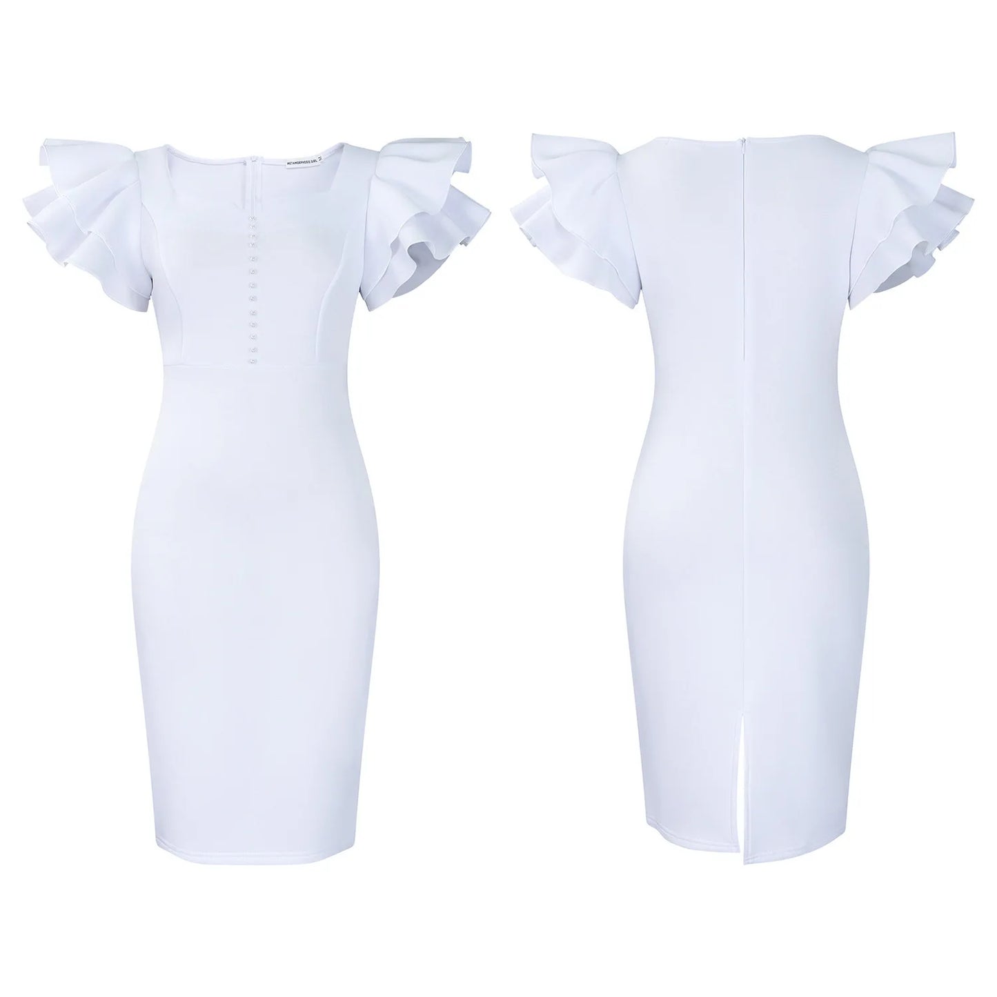 Designer Nail-Beaded Lotus Sleeve A-Line Dress