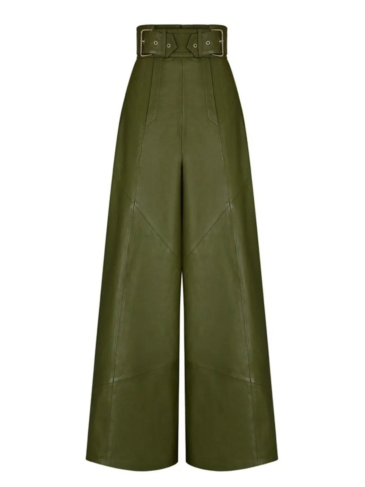 Women Faux Leather High Waist Loose Wide Leg Pants