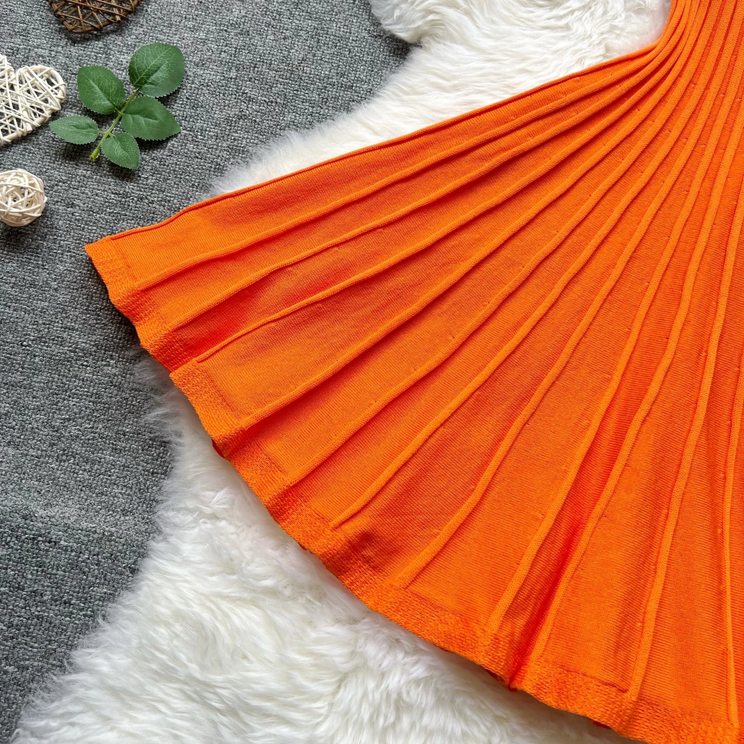 Slim Waist A-line Knitted Dress