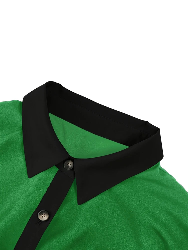 Women's Elegant Sleeveless Front-tie Button Closure Stand-up Collar Dress