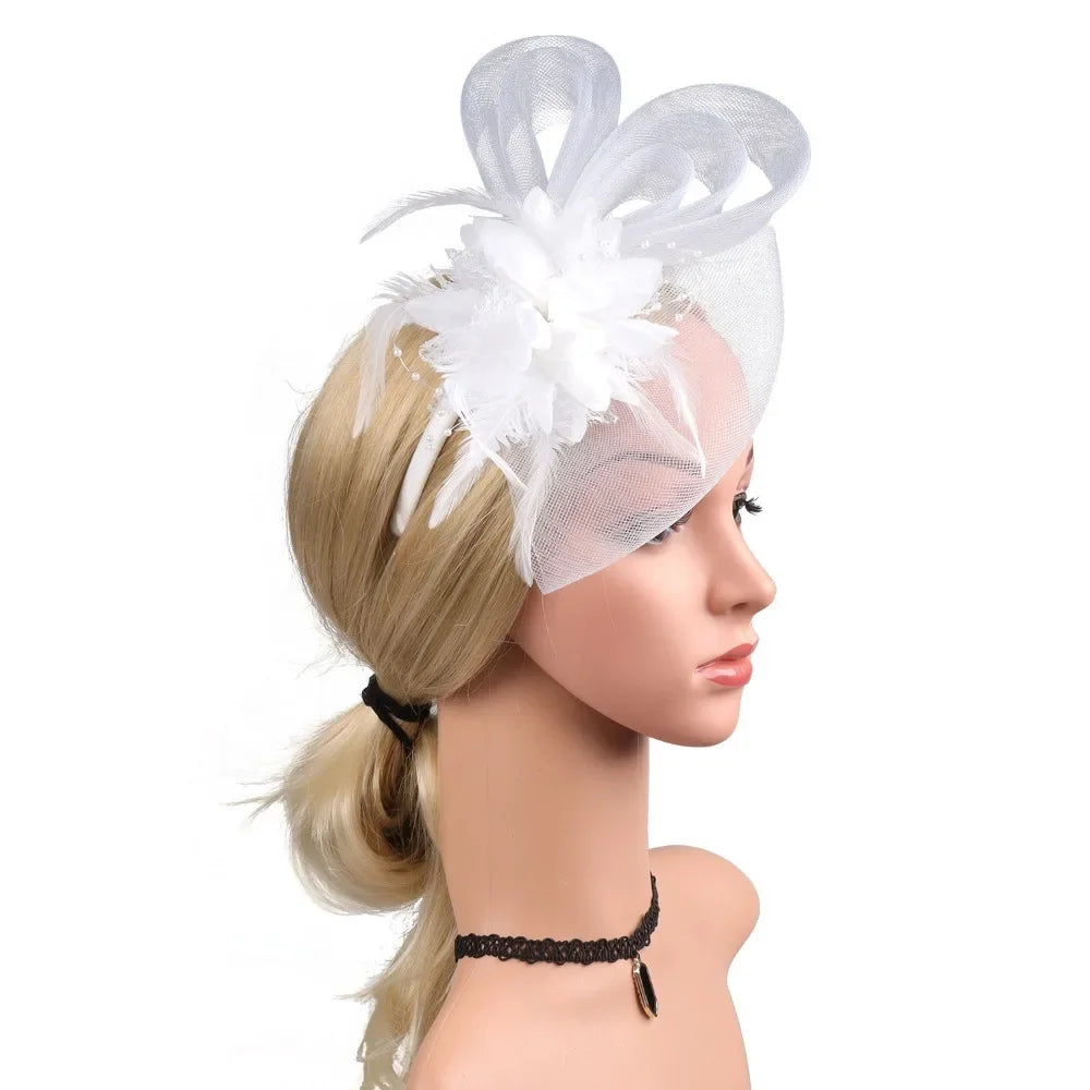 Floral Small Top Hat Headband with Ear Clips
