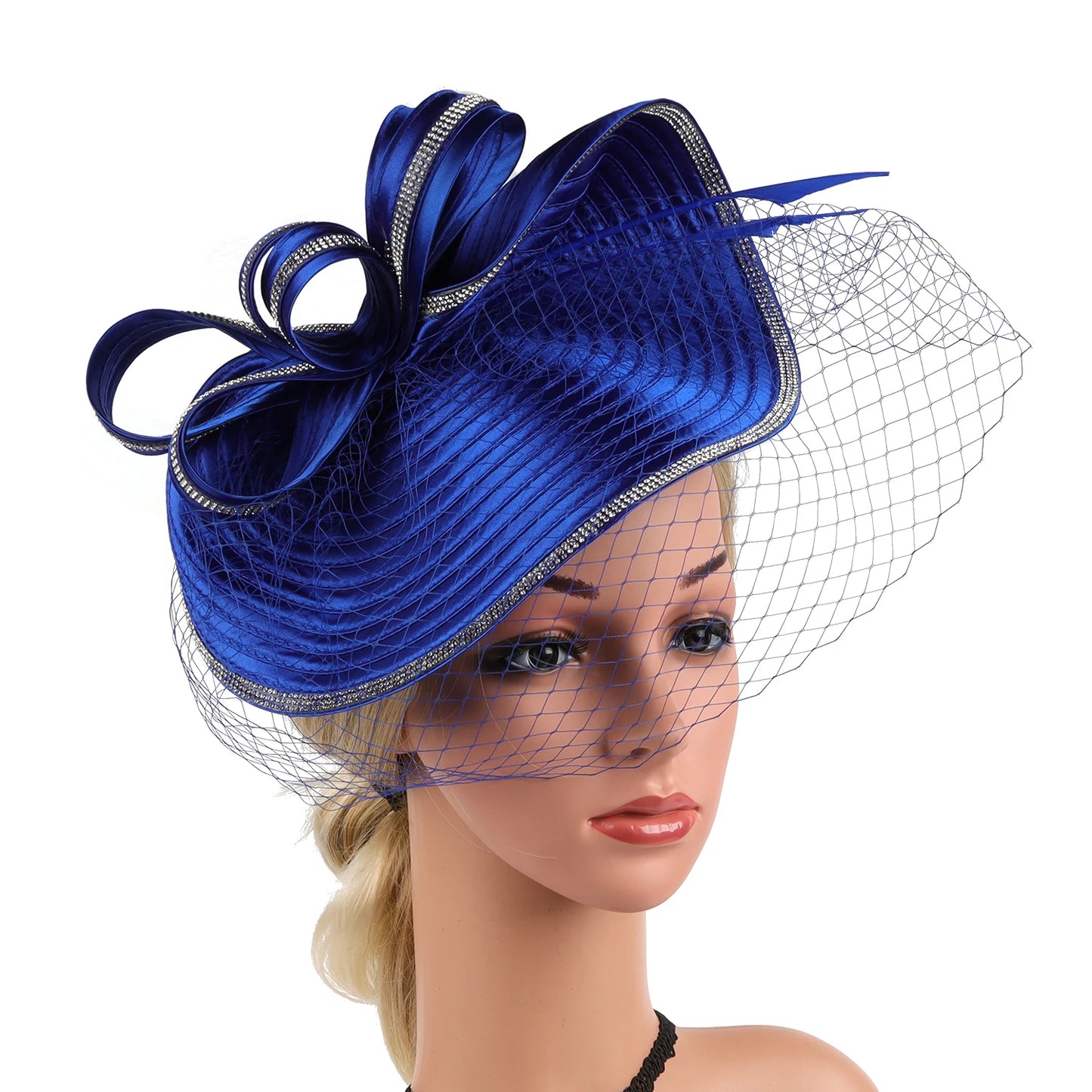 Elegant Women Derby Hats with Veil Headband