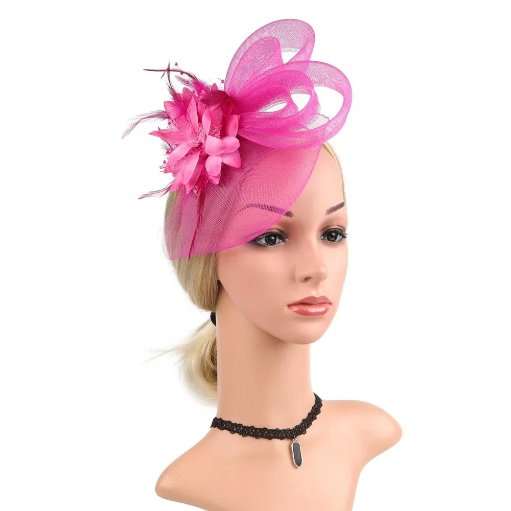 Floral Small Top Hat Headband with Ear Clips