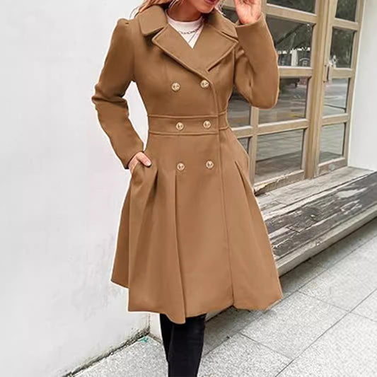 Double Breasted Pocket A- Line Pea Coat