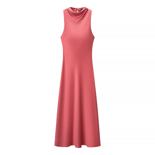 Satin Texture Midi Sleeveless Dress